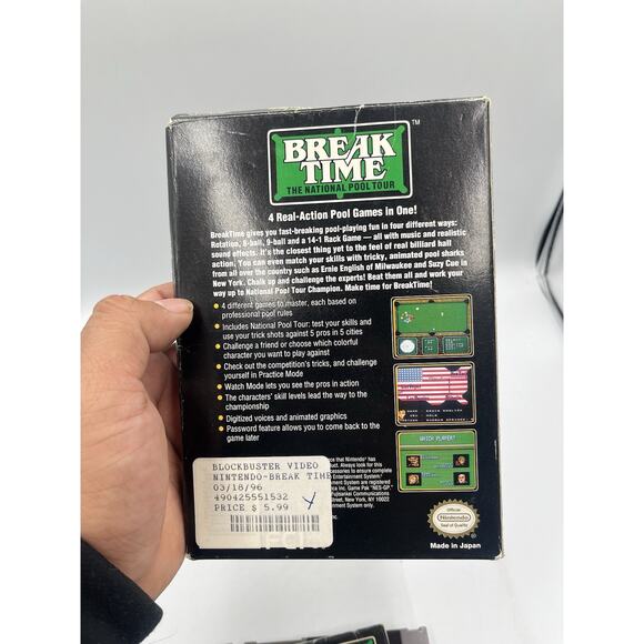 Break Time: The National Pool Tour (Nintendo, 1993) NES CIB COMPLETE - Picture 16 of 16